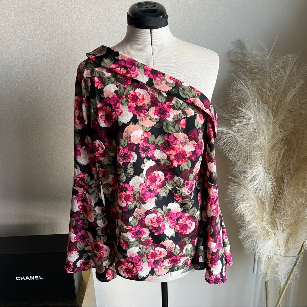 Banana Republic Pink and Red Floral Off Shoulder Blouse